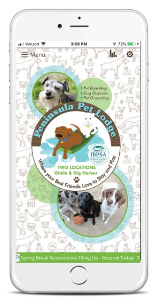 screenshot of the Peninsula Pet mobile app
